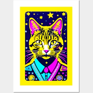 Cosmic Retro Cat Posters and Art